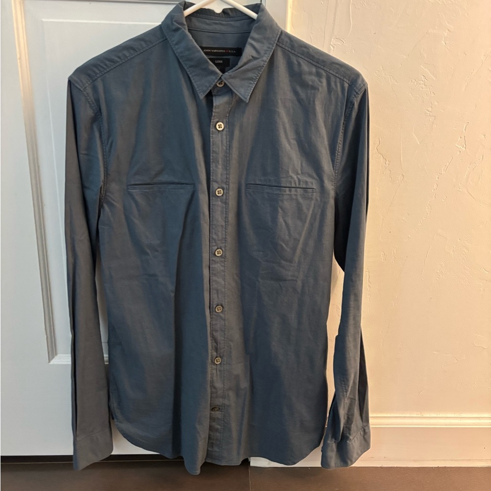 John Varvatos Blue Luxe Button Down Shirt